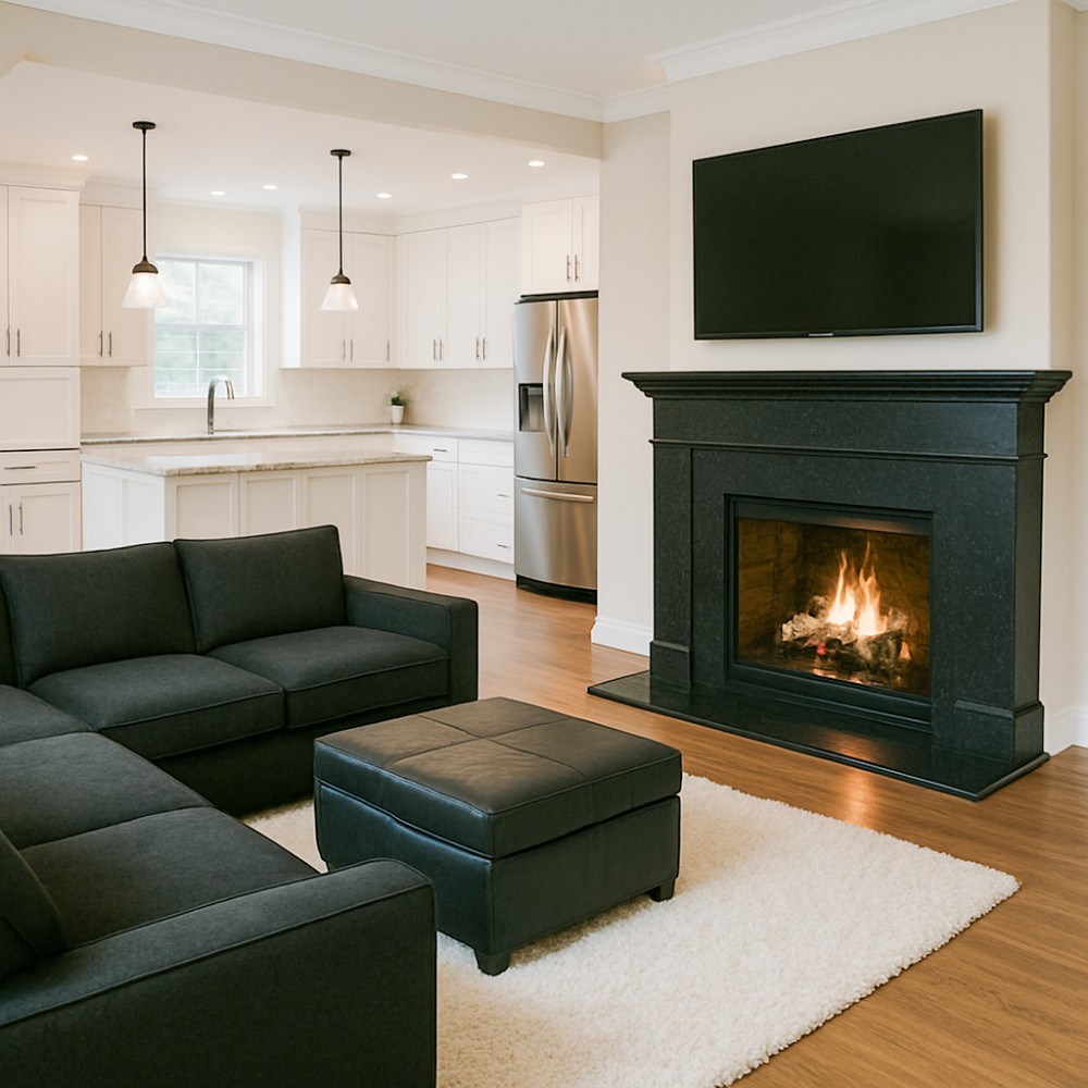 Black fireplace which conquers your living room